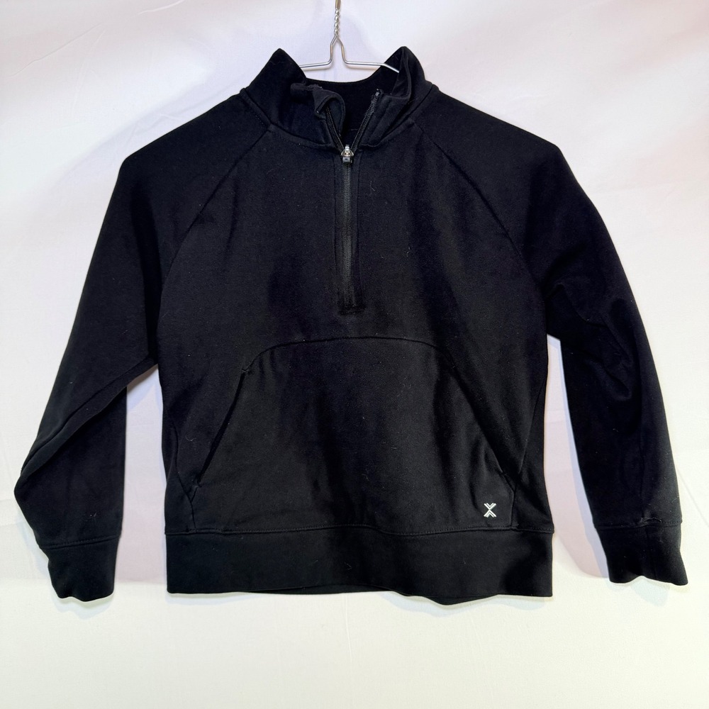 Xersion Boys Black Quarter Zip Pullover Sweatshirt Size XS 6/7 Mock Neck Active